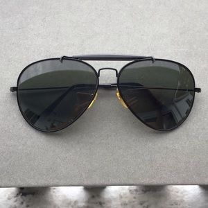 Designer Unknown Triple Bridged Black Aviator Sunglasses